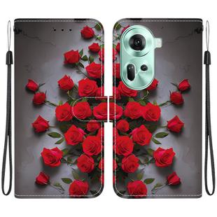 For OPPO Reno11 Global Crystal Texture Colored Drawing Leather Phone Case(Red Roses)