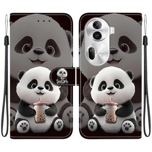 For OPPO Reno11 Pro Global Crystal Texture Colored Drawing Leather Phone Case(Milk Tea Bear)