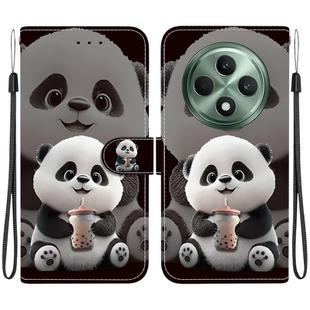 For OPPO Reno12 F 4G / 5G Crystal Texture Colored Drawing Leather Phone Case(Milk Tea Bear)
