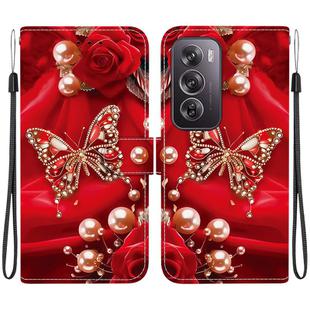 For OPPO Reno12 Pro Global Crystal Texture Colored Drawing Leather Phone Case(Pearl Butterfly Rose)