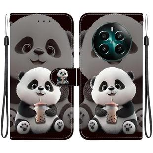 For Realme 12+ Crystal Texture Colored Drawing Leather Phone Case(Milk Tea Bear)