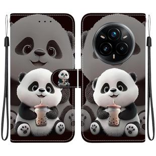 For Realme 14 Pro+ Crystal Texture Colored Drawing Leather Phone Case(Milk Tea Bear)