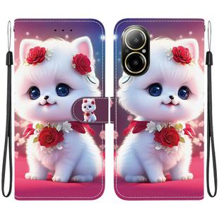 For Realme C67 4G Crystal Texture Colored Drawing Leather Phone Case(Rose Cat)