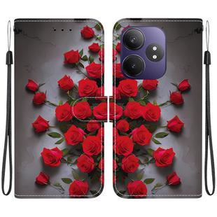 For Realme GT 6 / GT 6T / GT Neo6 / GT Neo6 SE Crystal Texture Colored Drawing Leather Phone Case(Red Roses)
