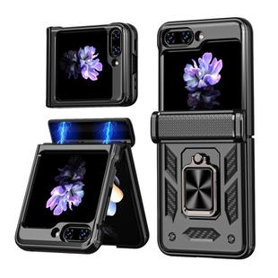 For Samsung Galaxy Z Flip7 FE / Flip6 Kalebol Sliding Window Hinge Phone Case with Ring Stand(Black)