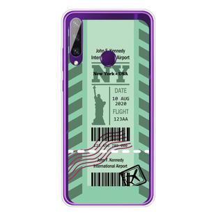 For Huawei Y6P 2020 Boarding Card Series Pattern TPU Protective Case(Green New York)