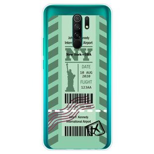 For Xiaomi Redmi 9 Boarding Card Series Pattern TPU Protective Case(Green New York)