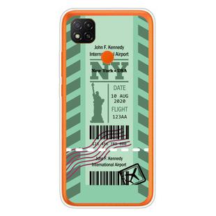 For Xiaomi Redmi 9C Boarding Card Series Pattern TPU Protective Case(Green New York)