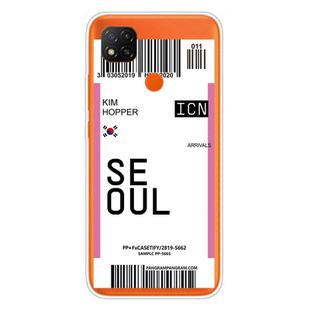 For Xiaomi Redmi 9C Boarding Card Series Pattern TPU Protective Case(Flag Seoul)