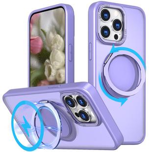 For iPhone 16 Pro Max Kalebol 360-degree Rotating MagSafe Magnetic Holder Phone Case(Light Purple)