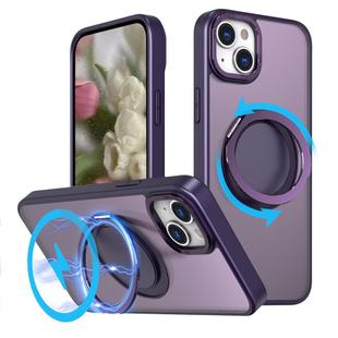 For iPhone 15 Kalebol 360-degree Rotating MagSafe Magnetic Holder Phone Case(Purple)