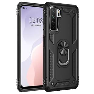 For Huawei P40 Lite 5G Shockproof TPU + PC Protective Case with 360 Degree Rotating Holder(Black)