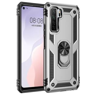 For Huawei P40 Lite 5G Shockproof TPU + PC Protective Case with 360 Degree Rotating Holder(Silver)