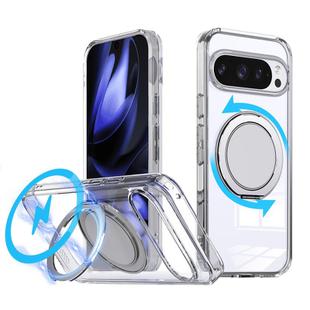 For Google Pixel 10 Pro XL Kalebol 360-degree Rotating MagSafe Magnetic Holder Phone Case(Transparent)