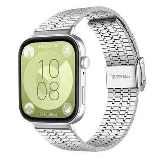 For Huawei Watch Fit4 Pro / Fit4 / Fit3 xDfind Seven Beads Buckle Stainless Steel Watch Band(Silver)