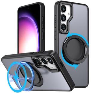 For Samsung Galaxy S24+ 5G Kalebol 360-degree Rotating MagSafe Magnetic Holder Phone Case(Black)