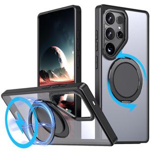 For Samsung Galaxy S25 Ultra 5G Kalebol 360-degree Rotating MagSafe Magnetic Holder Phone Case(Black)