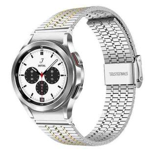 For Samsung Galaxy Watch 7 / 6 / 5 / FE xDfind Seven Beads Buckle Stainless Steel Watch Band(Silver Gold)
