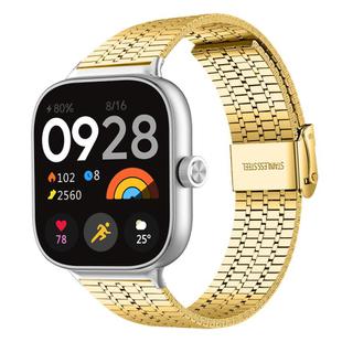 For Xiaomi Smart Band 9 Pro/8 Pro/Redmi Watch 5/4 xDfind Seven Beads Buckle Stainless Steel Watch Band(Gold)