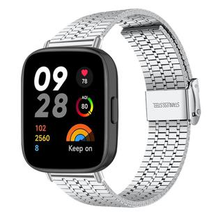 For Redmi Watch 3 xDfind Seven Beads Buckle Stainless Steel Watch Band(Silver)