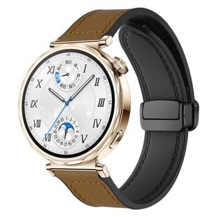 18mm xDfind Crazy Horse Pattern Silicone Skin Magnetic Buckle Watch Band(Light Brown)