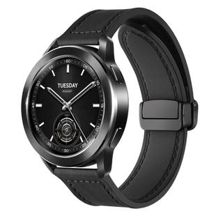 22mm xDfind Crazy Horse Pattern Silicone Skin Magnetic Buckle Watch Band(Black)