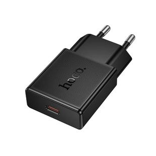 hoco N72 Speed Single-port PD20W Ultra-thin Charger, Plug:EU Plug(Black)