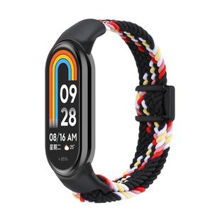 For Xiaomi Smart Band 10 / 9 / 8 xDfind Nylon Braided Loop Magnetic Buckle Watch Band(Black Rainbow)