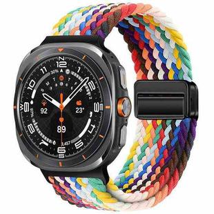For Samsung Galaxy Watch Ultra / Ultra 2025 xDfind Magnetic Buckle Nylon Braid Loop Watch Band(Rainbow)
