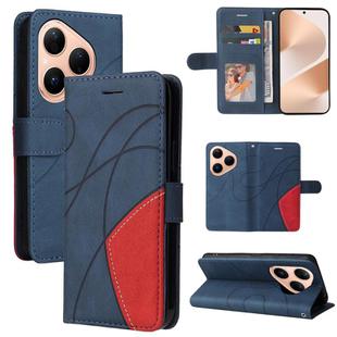 For Huawei Pura 80 5G Dual-color Splicing Flip Leather Phone Case(Blue)