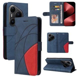 For Huawei Pura 80 Pro 5G Dual-color Splicing Flip Leather Phone Case(Blue)