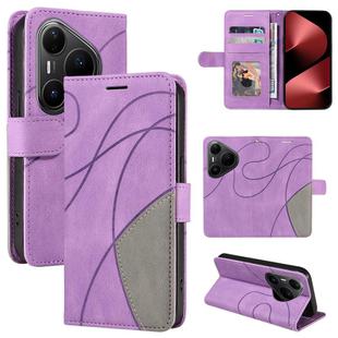 For Huawei Pura 80 Pro 5G Dual-color Splicing Flip Leather Phone Case(Purple)