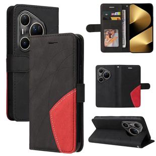 For Huawei Pura 80 Ultra 5G Dual-color Splicing Flip Leather Phone Case(Black)