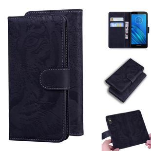 For Motorola Moto E6 Tiger Embossing Pattern Horizontal Flip Leather Case with Holder & Card Slots & Wallet(Black)