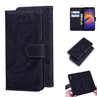 For Motorola Moto E6 Play Tiger Embossing Pattern Horizontal Flip Leather Case with Holder & Card Slots & Wallet(Black)