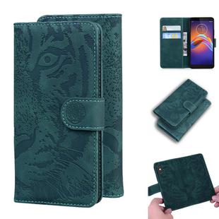 For Motorola Moto E6 Play Tiger Embossing Pattern Horizontal Flip Leather Case with Holder & Card Slots & Wallet(Green)