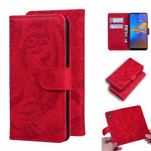 For Motorola Moto E6 Plus Tiger Embossing Pattern Horizontal Flip Leather Case with Holder & Card Slots & Wallet(Red)