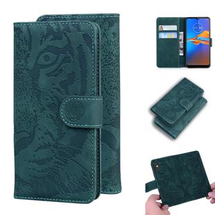 For Motorola Moto E6 Plus Tiger Embossing Pattern Horizontal Flip Leather Case with Holder & Card Slots & Wallet(Green)