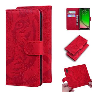 For Motorola Moto G7 Play (EU Version) Tiger Embossing Pattern Horizontal Flip Leather Case with Holder & Card Slots & Wallet(Red)
