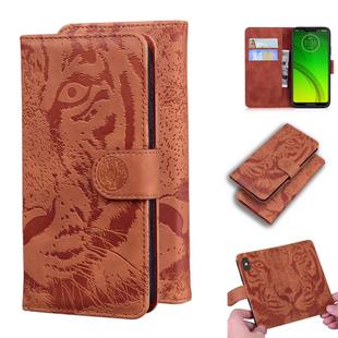 For Motorola Moto G7 Power (EU Version) Tiger Embossing Pattern Horizontal Flip Leather Case with Holder & Card Slots & Wallet(Brown)