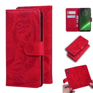 For Motorola Moto G7 / G7 Plus (EU Version) Tiger Embossing Pattern Horizontal Flip Leather Case with Holder & Card Slots & Wallet(Red)