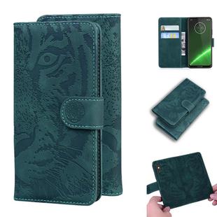 For Motorola Moto G7 / G7 Plus (EU Version) Tiger Embossing Pattern Horizontal Flip Leather Case with Holder & Card Slots & Wallet(Green)