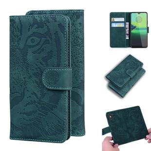 For Motorola Moto G8 Play / One Macro Tiger Embossing Pattern Horizontal Flip Leather Case with Holder & Card Slots & Wallet(Green)