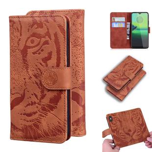 For Motorola Moto G8 Play / One Macro Tiger Embossing Pattern Horizontal Flip Leather Case with Holder & Card Slots & Wallet(Brown)