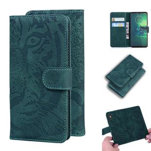 For Motorola Moto G8 Plus Tiger Embossing Pattern Horizontal Flip Leather Case with Holder & Card Slots & Wallet(Green)