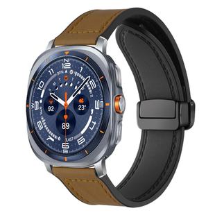 For Samsung Galaxy Watch Ultra / Ultra 2025 xDfind Crazy Horse Pattern Silicone Skin Magnetic Buckle Watch Band(Light Brown)