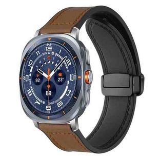 For Samsung Galaxy Watch Ultra / Ultra 2025 xDfind Crazy Horse Pattern Silicone Skin Magnetic Buckle Watch Band(Dark Brown)