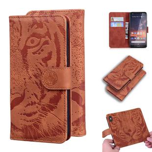 For Nokia 3.2 Tiger Embossing Pattern Horizontal Flip Leather Case with Holder & Card Slots & Wallet(Brown)