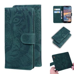 For Nokia 4.2 Tiger Embossing Pattern Horizontal Flip Leather Case with Holder & Card Slots & Wallet(Green)
