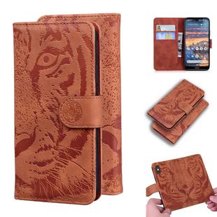 For Nokia 4.2 Tiger Embossing Pattern Horizontal Flip Leather Case with Holder & Card Slots & Wallet(Brown)